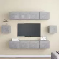 vidaXL 6-tlg. TV-Schrank-Set Betongrau Holzwerkstoff