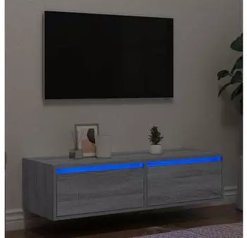 vidaXL TV-Schrank mit LED-Leuchten Grau Sonoma 100x35,5x25cm (860243)