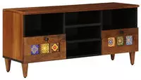 vidaXL TV-Schr&auml;nk mit Regal Walnuss 100 x 33 x 46 cm Massivholz Mango