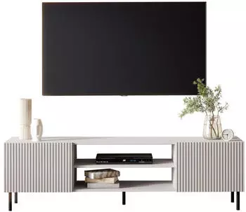 Mirjan24 Aruba 2D 181 TV-Lowboard 2 Drehtüren, Metallfüße Schwarz, Cashmere (Aruba 2D 181)