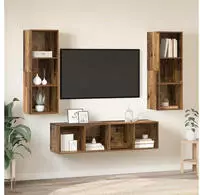vidaXL TV-Schrankset Wandmontiert 3 pcs Altholz Holzwerkstoff