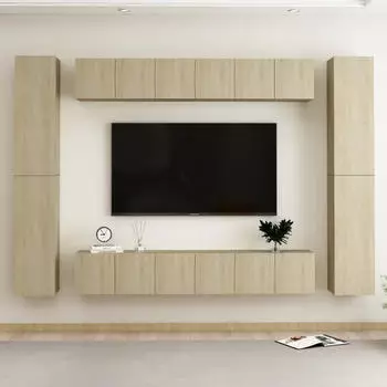 vidaXL TV-Schrank-Set 10-tlg. Holzwerkstoff Sonoma-Eiche (3078980)