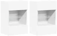 vidaXL Wandschr&auml;nke mit LED-Leuchten f&uuml;r TV 2 Stk. Wei&szlig; 40x30x60,5 cm