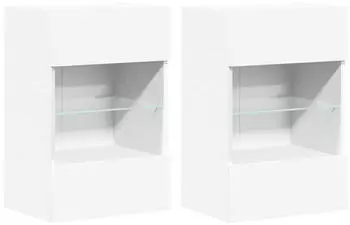 vidaXL TV-Wandschr&auml;nke mit LED-Beleuchtung 2 Stk. Wei&szlig; 40x30x60,5cm