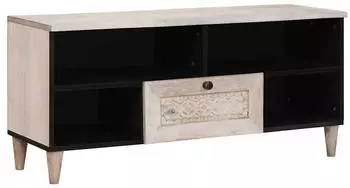 vidaXL TV-Schrank mit Schubladen und Regal, Wei&szlig;, Massivholz Mango (4018132)