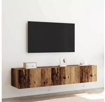vidaXL TV-Wandschrank mit LED 2 Stk. Altholz 80x35x31cm (863105)