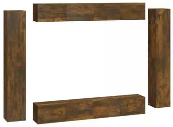 vidaXL TV-Schrank-Set 8-tlg. R&auml;uchereiche Holzwerkstoff (3114299)