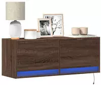 vidaXL TV-Wandschrank mit LED-Beleuchtung Eichen-Optik 100x31x35 cm