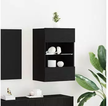 vidaXL TV-Schrankset mit LED Schwarz Eiche 40x30x60,5cm Holzwerkstoff