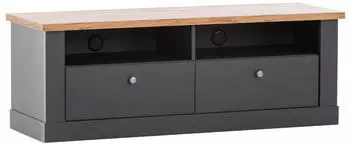 Mid.you Lowboard Anthrazit/Eiche Wotan 2 Schubladen 135x51x45cm (Catania)