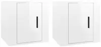 vidaXL TV-Wandschr&auml;nke 2 Stk. Hochglanz-Wei&szlig; 40x34,5x40 cm