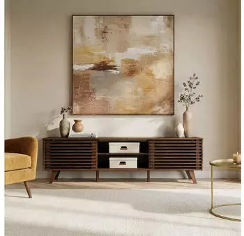 Idimex RIAN TV-Lowboard 2 Schiebet&uuml;ren Massivkiefer Nussbaum 175x50x38cm (80191)