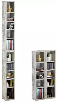 Caro M&ouml;bel Chart CD/DVD/Blu-ray Regal Shabby Chic, 2-teilig, 10 F&auml;cher, 20x187cm