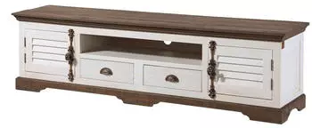 Massivmoebel24 Toulouse TV-Board Mangoholz 200x45x55cm wei&szlig; lackiert (09-313-188-1010)