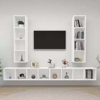vidaXL TV-Wandschr&auml;nke 4 Stk. Wei&szlig; Holzwerkstoff (3079889)