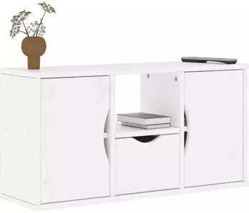 vidaXL TV-Schrank mit Schublade, Wei&szlig;, Massivholz Kiefer, 79x24x40cm (4103606)