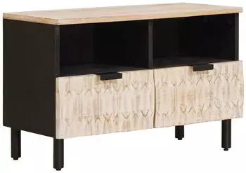 vidaXL TV-Schrank Wei&szlig; gewaschen Massivholz Mango 70x33,5x46cm (4017865)