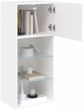 vidaXL TV-Schrank mit LED-Leuchten 2er-Set Wei&szlig; 40,5x30x90cm (837044)