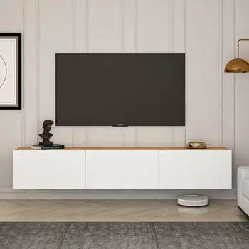 Hanah Home TV-Schrank Wei&szlig; Atlantik-Kiefer, 150x30x32cm (362ANT1155)