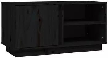 vidaXL TV-Schrank Schwarz 80x35x40,5cm Massivholz Kiefer (814468)