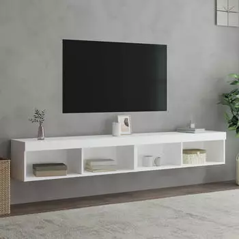 vidaXL TV-Schrank mit LED-Beleuchtung 2er-Set Wei&szlig; 100x30x30cm (837156)