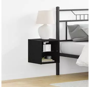 vidaXL TV-Wandschrank mit LED-Beleuchtung, wandmontiert, schwarzes Holzwerkstoff (836981)