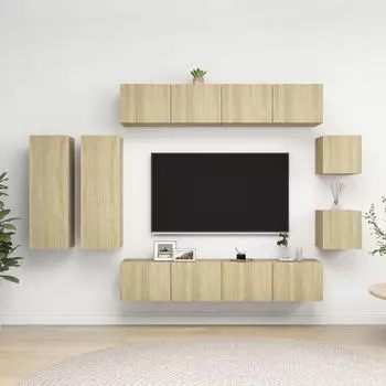 vidaXL TV-Schrank-Set 8-tlg. Sonoma-Eiche Holzwerkstoff (3079020)