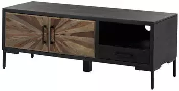 Massivmoebel24 SUN TV-Board Sheesham 136x45x50cm schwarz lackiert (09-313-725-0105)