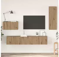vidaXL Wand-TV-Schrank Wandmontiert 4 pcs Artisan-Eiche Holzwerkstoff