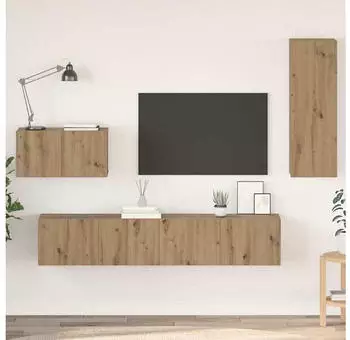 vidaXL Wand-TV-Schrank 4-teilig Artisan-Eiche Holzwerkstoff (3393467)