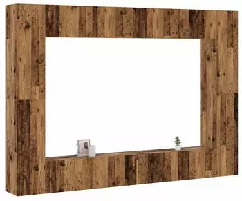 vidaXL TV-Schrank-Set 8-tlg. Wandmontage Altholz-Optik Holzwerkstoff (3328977)