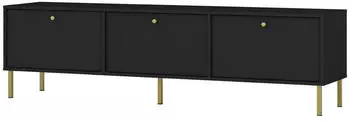 Selsey Oktio TV-Lowboard 3-t&uuml;rig 180cm Schwarz-Graphit mit Goldmetallbeinen (Oktio)