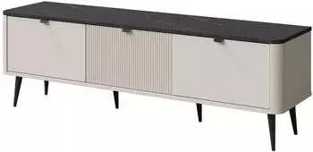 Mirjan24 Marly REG 13 TV-Lowboard 3 Türen, Metallfüße, 160x52x40cm (Cashmere/Steingrau)