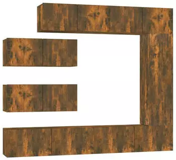 vidaXL TV-Schrank-Set 7-tlg. R&auml;uchereiche Holzwerkstoff (3114563)