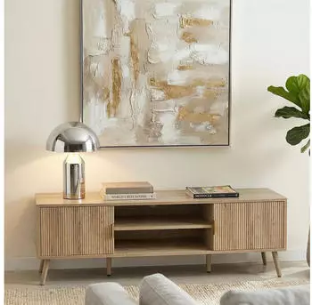 Idimex Lowboard ALMA 140cm, MDF Eiche Finish, Metallgriffe (96390)