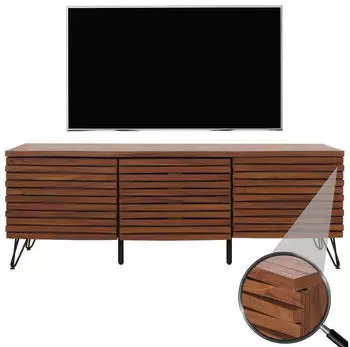 MCW TV-Rack M49 3D-Design MDF 142x52x44cm Walnuss-Optik (93428)