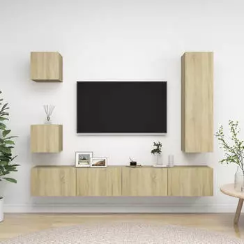 vidaXL TV-Schrank-Set 5-tlg. Sonoma-Eiche Holzwerkstoff (3079012)