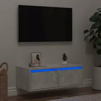 vidaXL TV-Schrank mit LED-Leuchten Betongrau 75x35,5x25cm (860232)