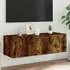 vidaXL Wandmontiertes TV-Möbel mit LED-Beleuchtung Räuchereiche 100x35x31cm (837299)