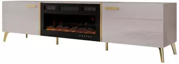 Mirjan24 Picru 2D EF TV-Lowboard mit elektrischem Kamin, 2 Klapptüren, LED-Flamme (Picru 2D EF)