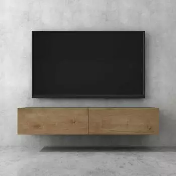 doporro TV-Lowboard F02 schwebend 160cm 2 Türen Anthrazit Matt / Hellbraun (F02)