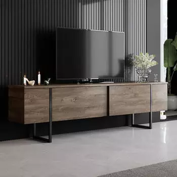 Calicosy Luxe TV-Schrank 2 Klappt&uuml;ren, 180cm, Nussbaum/Schwarz (Luxe)