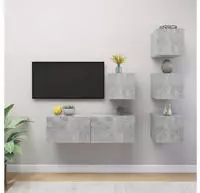 vidaXL 5-tlg. TV-Schrank-Set Betongrau Holzwerkstoff