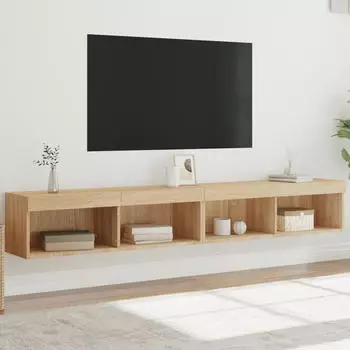 vidaXL TV-Schrank mit LED-Leuchten Sonoma-Eiche 100x30x30cm, 2er-Set (837160)