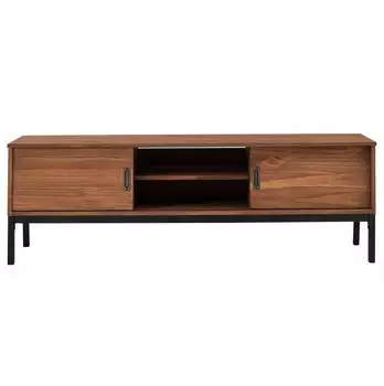 Idimex Selma Lowboard 145cm Massivholz Kastanie, 2 Schiebetüren, Industrial Design