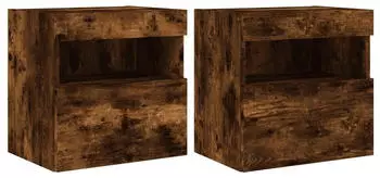 vidaXL TV-Wandschr&auml;nke mit LED-Leuchten 2 Stk. R&auml;uchereiche 40x30x40cm (837178)