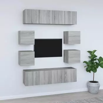 vidaXL TV-Schrank-Set 8-tlg. Grau Sonoma Holzwerkstoff (3120213)
