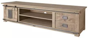 Massivmoebel24 Railway TV-Board Mangoholz 200x55x50cm whitewash lackiert (09-313-772-2030)