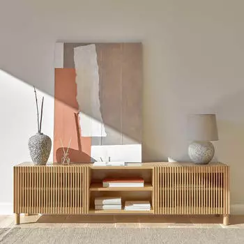 Pharao24 Skandi Fernsehunterschrank in Eichefarben 180 cm breit (10113850)
