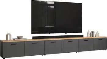 Home Affaire Bajo TV-Wand 3-tlg. Anthrazit/Evoke Eiche 360x50x40cm (32410143-0)